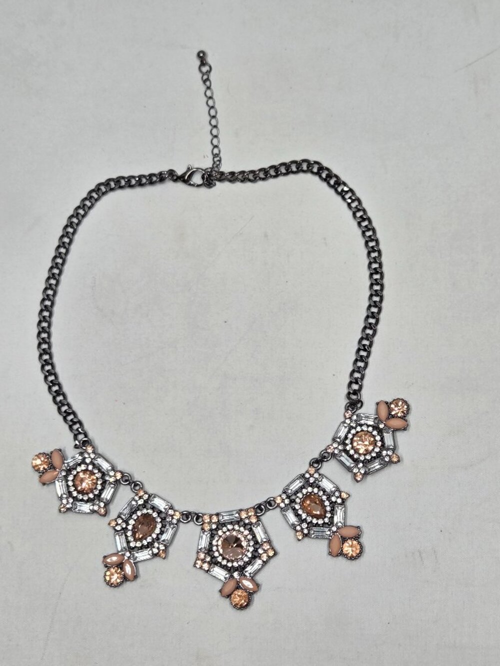 Costume jewelry necklace, rhinestones, chunky statement piece